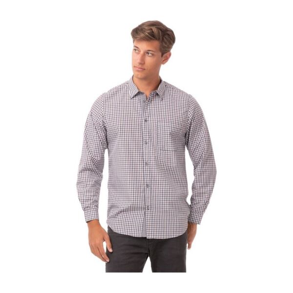 Mens Modern Gingham Long Sleeve Dress Shirt Thumbnail