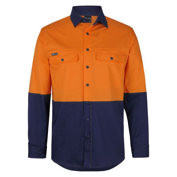 Mens Hi Vis Long Sleeve Stretch Work Shirt Thumbnail
