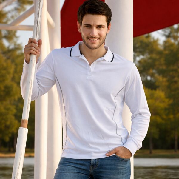 Unisex Adults Stitch Feature Essentials Long Sleeve Polo Thumbnail