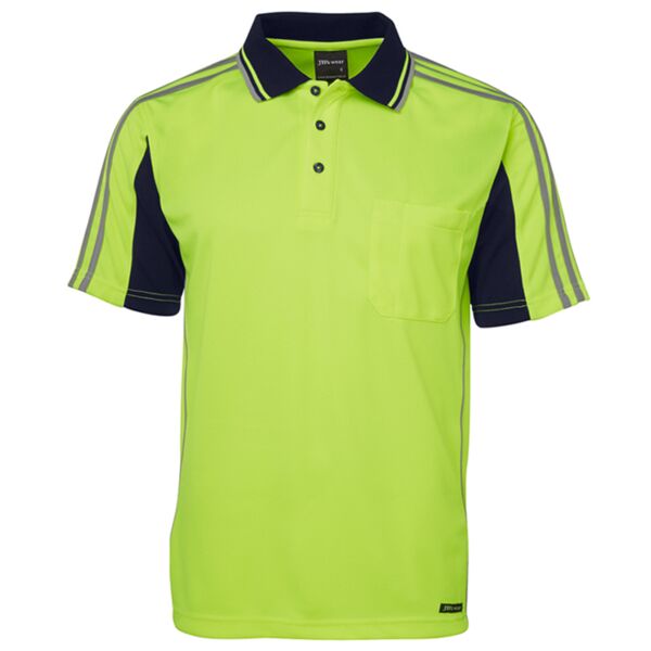Mens Hi Vis Short Sleeve Arm Tape Polo Thumbnail